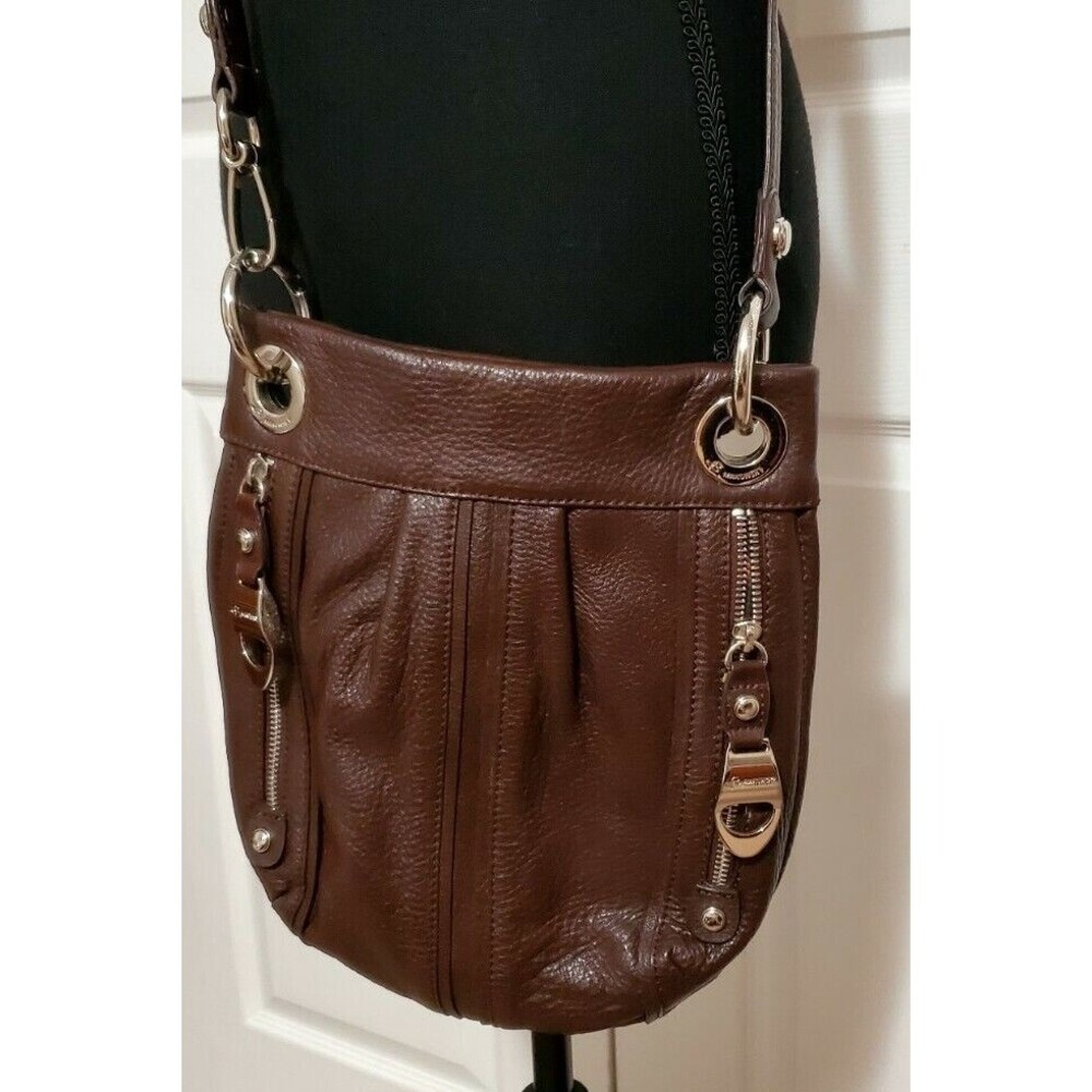 B. Makowsky Brown Leather Crossbody Purse Animal Print Lined Shoulder Bag NWOT